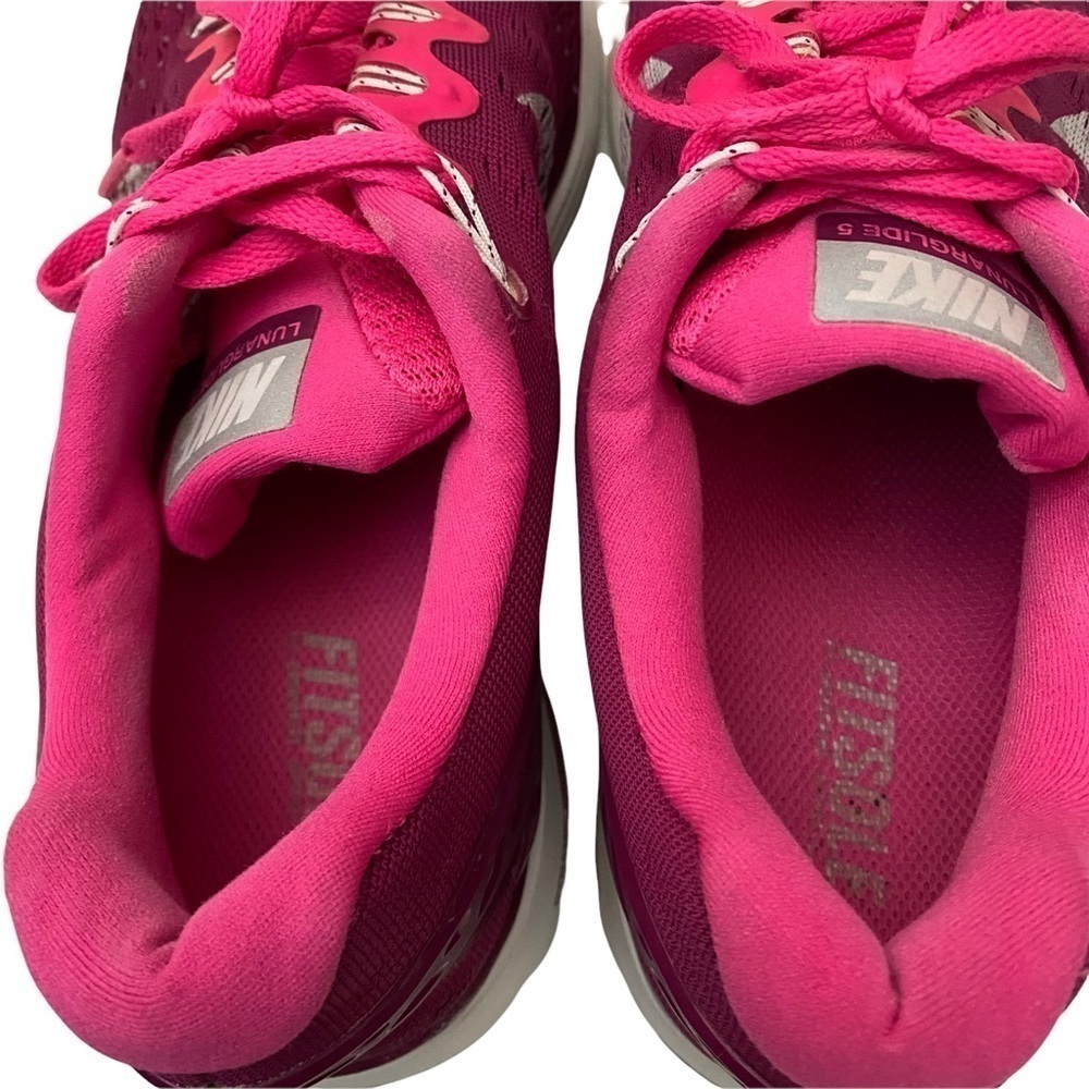 Nike Lunarglide 5 Running Shoes Mesh Raspberry Pink Sz 9.5 Preowned - Picture 6 of 13